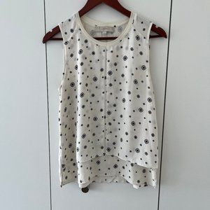 White with Blue Circle Pattern Blouse